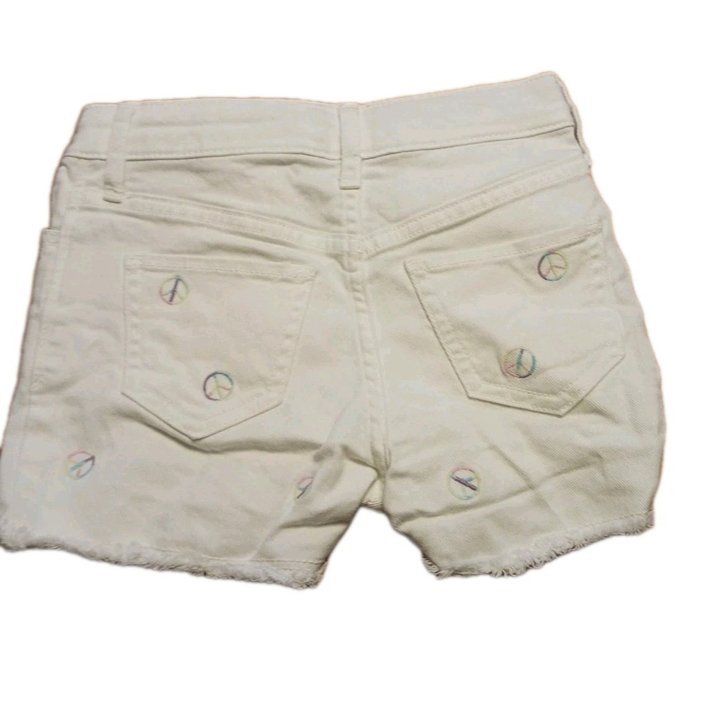 Gap Kids Girls White Denim Shorts Embroidered Rainbow Size 7 - Picture 3 of 3
